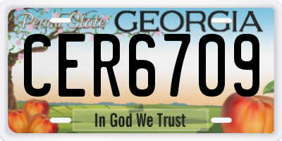 GA license plate CER6709