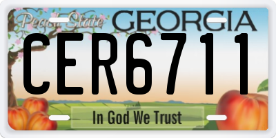 GA license plate CER6711