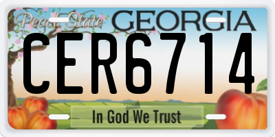 GA license plate CER6714