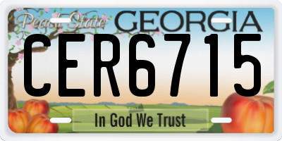 GA license plate CER6715
