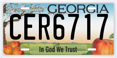 GA license plate CER6717