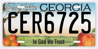 GA license plate CER6725