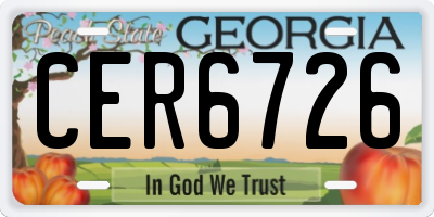 GA license plate CER6726