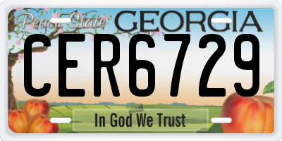 GA license plate CER6729