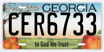 GA license plate CER6733