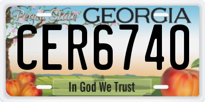GA license plate CER6740