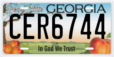 GA license plate CER6744