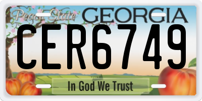 GA license plate CER6749