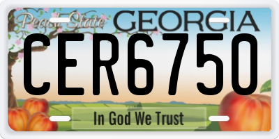 GA license plate CER6750