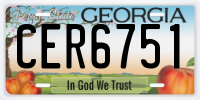 GA license plate CER6751