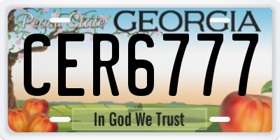 GA license plate CER6777