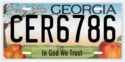 GA license plate CER6786