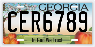 GA license plate CER6789