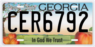 GA license plate CER6792