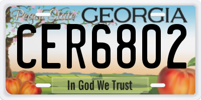 GA license plate CER6802