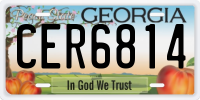 GA license plate CER6814
