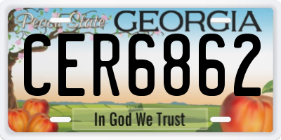 GA license plate CER6862