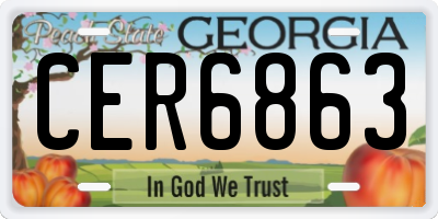 GA license plate CER6863