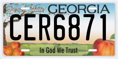 GA license plate CER6871