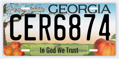 GA license plate CER6874