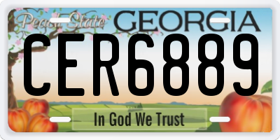 GA license plate CER6889