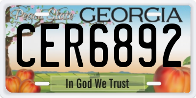 GA license plate CER6892