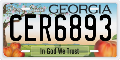 GA license plate CER6893