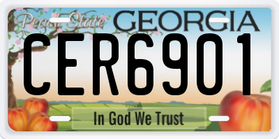 GA license plate CER6901