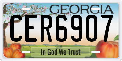GA license plate CER6907