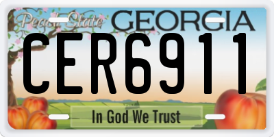 GA license plate CER6911