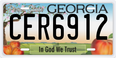 GA license plate CER6912
