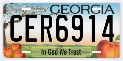 GA license plate CER6914