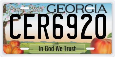 GA license plate CER6920