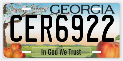 GA license plate CER6922