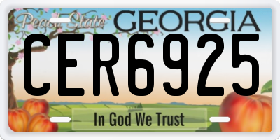 GA license plate CER6925
