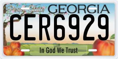 GA license plate CER6929
