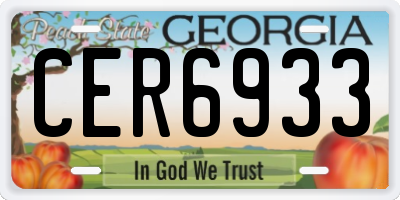 GA license plate CER6933