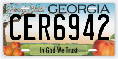 GA license plate CER6942