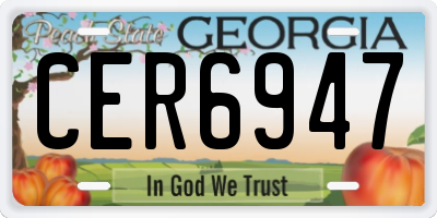 GA license plate CER6947