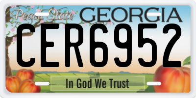 GA license plate CER6952