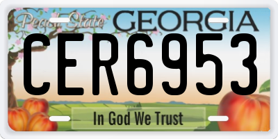 GA license plate CER6953