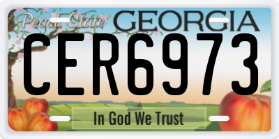 GA license plate CER6973