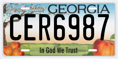 GA license plate CER6987