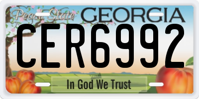 GA license plate CER6992