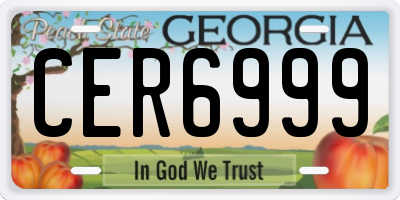 GA license plate CER6999