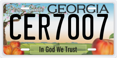 GA license plate CER7007
