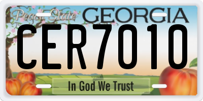 GA license plate CER7010
