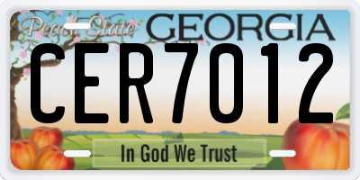 GA license plate CER7012