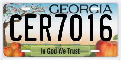 GA license plate CER7016