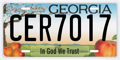 GA license plate CER7017